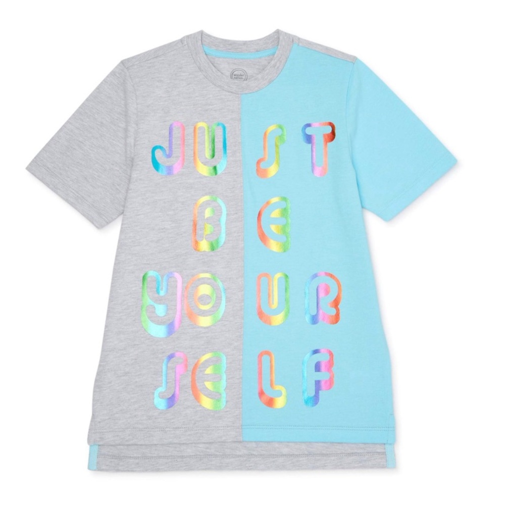 Wonder Nation Girl’s Split Pattern Short Sleeve T-Shirt